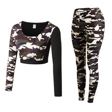YD New GYM Fitness Tight Women Tracksuit Camouflage Stiching Sweatshirt Sets Yoga Sets Sport Wear Suit Workout Clothing Dropship