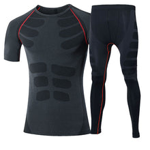 Yuerlian New Dry Fit Compression Tracksuit Fitness Tight Running Set T-shirt Legging Men's Sportswear Demix Black Gym Sport Suit