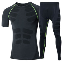 Yuerlian New Dry Fit Compression Tracksuit Fitness Tight Running Set T-shirt Legging Men's Sportswear Demix Black Gym Sport Suit