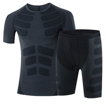 Yuerlian New Dry Fit Compression Tracksuit Fitness Tight Running Set T-shirt Legging Men's Sportswear Demix Black Gym Sport Suit