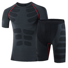 Yuerlian New Dry Fit Compression Tracksuit Fitness Tight Running Set T-shirt Legging Men's Sportswear Demix Black Gym Sport Suit