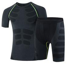 Yuerlian New Dry Fit Compression Tracksuit Fitness Tight Running Set T-shirt Legging Men's Sportswear Demix Black Gym Sport Suit