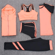 New Yoga Suits Women Gym Clothes Fitness Running Tracksuit Sports Bra+Sport Leggings+Yoga Shorts+Top 5 Piece Set Plus Size M-3XL