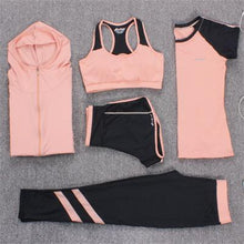 New Yoga Suits Women Gym Clothes Fitness Running Tracksuit Sports Bra+Sport Leggings+Yoga Shorts+Top 5 Piece Set Plus Size M-3XL