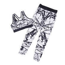 2PCS Graffiti 3D Printed Women's Sport Wear Vest Tank Top and Long Leggings Outfit Yoga Set Black White Fitness Tracksuits