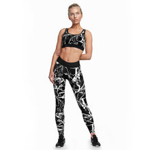 2PCS Graffiti 3D Printed Women's Sport Wear Vest Tank Top and Long Leggings Outfit Yoga Set Black White Fitness Tracksuits