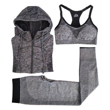 MAIJION Women Quick Dry Running Sets Absorb Sweat Sports Bra & Pants & Jacket Gym Fitness Sport Yoga Set Suit Grey Tracksuit