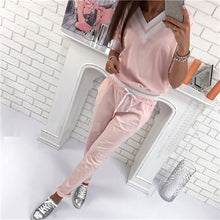 Women Tracksuits 2 Piece Set Middle sleeves  V Collar Shirt + Sport Pants Autumn Winter Jogging Running Suits Sportswear