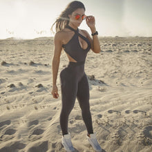2017 New Women One Piece Yoga Set Jumpsuits Sleeveless Bodycon Cross Strap Back Long Pants Sexy Black Rompers Playsuit