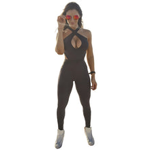 2017 New Women One Piece Yoga Set Jumpsuits Sleeveless Bodycon Cross Strap Back Long Pants Sexy Black Rompers Playsuit