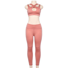 Women Tracksuit Yoga Set Fitness Hollow Bra+Elastic Pant Gym Running Set Sportswear Leggings Tight Jumpsuits Sports Clothing