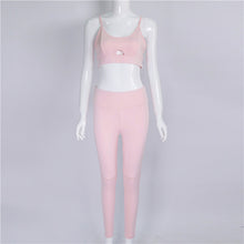 Vertvie Brand 2017 Sexy Hollow Women's Tracksuit Pink Solid Sport Sets Push Up Yoga Bra Vest +Pants Leggings Workout Sportwear