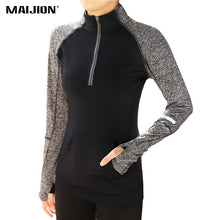 MAIJION 2017 New Zipper Yoga Shirts , Women Elastic Long Sleeve Sport Tops, Fitness Running Shirts Tops Breathable Tracksuit