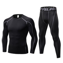 Yuerlian New Dry Fit Compression Tracksuit Fitness Tight Running Set T-shirt Legging Men's Sportswear Demix Black Gym Sport Suit