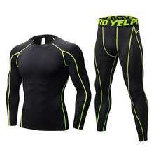 Yuerlian New Dry Fit Compression Tracksuit Fitness Tight Running Set T-shirt Legging Men's Sportswear Demix Black Gym Sport Suit