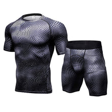Yuerlian New Dry Fit Compression Tracksuit Fitness Tight Running Set T-shirt Legging Men's Sportswear Demix Black Gym Sport Suit