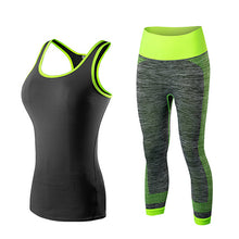 Yuerlian Quick Dry sportswear Gym Leggings Female T-shirt Costume Fitness Tights Sport Suit Green Top Yoga Set Women's Tracksuit