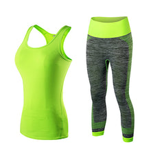 Yuerlian Quick Dry sportswear Gym Leggings Female T-shirt Costume Fitness Tights Sport Suit Green Top Yoga Set Women's Tracksuit