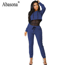 Abasona Autumn Jumpsuits Women Long Sleeve Two Piece Set Sexy Side Striped Hoodie Jumpsuit Rompers Female Overalls Sportsuit