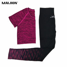MAIJION 2017 Women Yoga Running Sets Quick Dry Breathable Sport T Shirts & Pants Jogging Sets Gym Sport Suit Running Tracksuit
