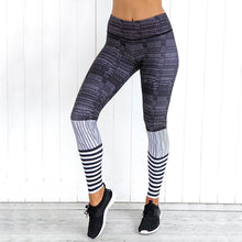 Striped Print High Waist Leggings Women Fitness Elastic Leggings Workout Clothes For Female Fitness Leggins Push Up Skinny Pants