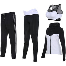 Vansydical Women Running Suits Tracksuit Women 4pcs Gym Clothing Woman Sports Suits Yoga Legging Sport Bra Fitness Tights Female