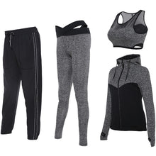 Vansydical Women Running Suits Tracksuit Women 4pcs Gym Clothing Woman Sports Suits Yoga Legging Sport Bra Fitness Tights Female