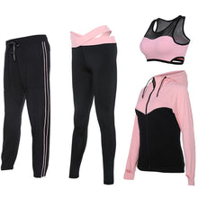 Vansydical Women Running Suits Tracksuit Women 4pcs Gym Clothing Woman Sports Suits Yoga Legging Sport Bra Fitness Tights Female