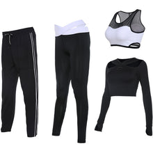 Vansydical Women Running Suits Tracksuit Women 4pcs Gym Clothing Woman Sports Suits Yoga Legging Sport Bra Fitness Tights Female