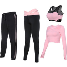 Vansydical Women Running Suits Tracksuit Women 4pcs Gym Clothing Woman Sports Suits Yoga Legging Sport Bra Fitness Tights Female