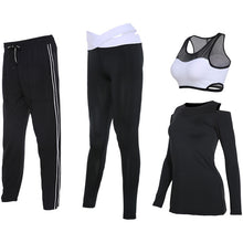 Vansydical Women Running Suits Tracksuit Women 4pcs Gym Clothing Woman Sports Suits Yoga Legging Sport Bra Fitness Tights Female