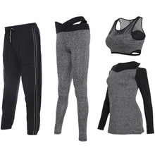 Vansydical Women Running Suits Tracksuit Women 4pcs Gym Clothing Woman Sports Suits Yoga Legging Sport Bra Fitness Tights Female
