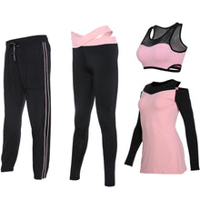 Vansydical Women Running Suits Tracksuit Women 4pcs Gym Clothing Woman Sports Suits Yoga Legging Sport Bra Fitness Tights Female