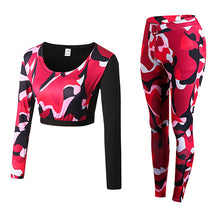 YD New GYM Fitness Tight Women Tracksuit Camouflage Stiching Sweatshirt Sets Yoga Sets Sport Wear Suit Workout Clothing Dropship