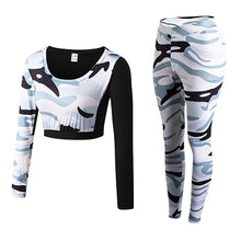 YD New GYM Fitness Tight Women Tracksuit Camouflage Stiching Sweatshirt Sets Yoga Sets Sport Wear Suit Workout Clothing Dropship